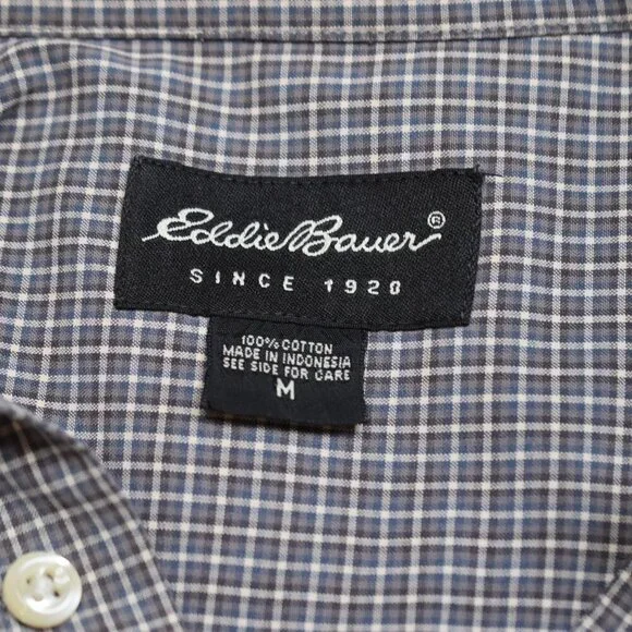 Eddie Bauer Mens Sz M 100% Baumwolle Cotton Plaid Button Down Shirt Office Work - Picture 9 of 16